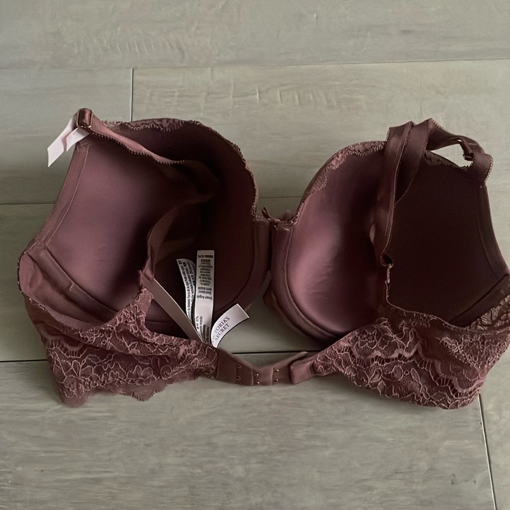 Victoria Secrets lined Demi bra Dream Angels 34DD shiny dusty mauve - Picture 3 of 4